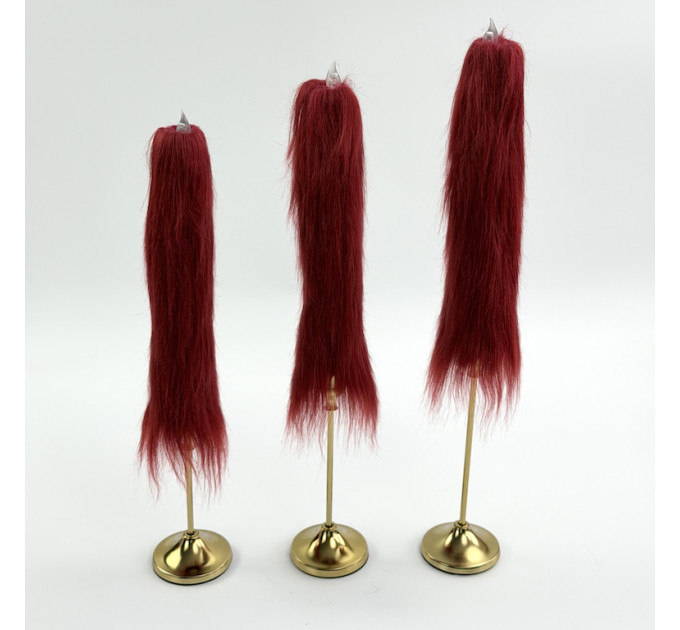 Burgundy Furry LED Taper Candle — Luxury