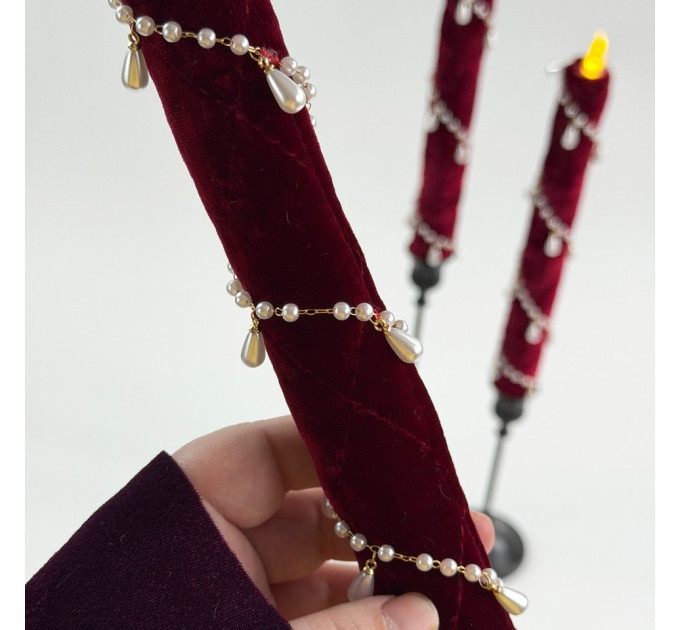 Burgundy Velvet LED Taper Candle for Gothic & Romantic Interiors