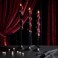 Burgundy Velvet LED Taper Candle – Gothic Romantic Decor
