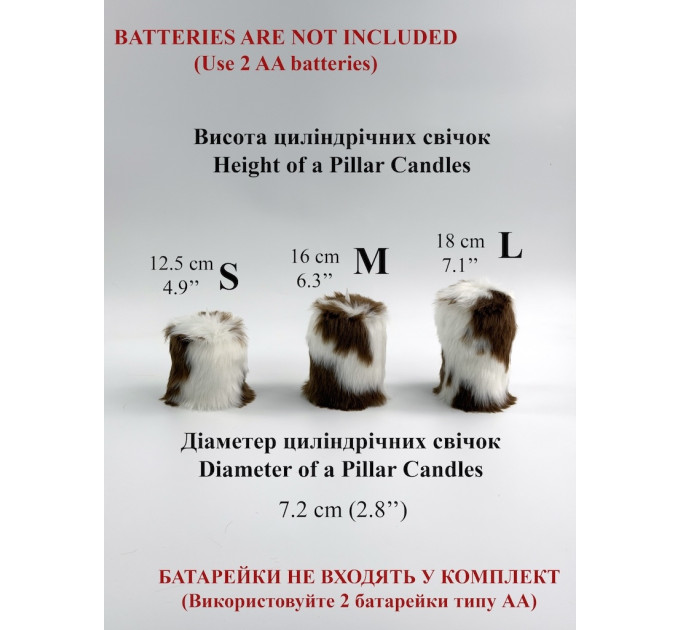 Cow Fluffy Faux Fur Pillar LED Candle