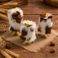 Cow Fluffy Faux Fur Pillar LED Candle