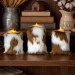 Cow Fluffy Faux Fur Pillar LED Candle