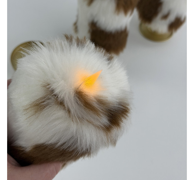 Cow Fluffy Faux Fur Pillar LED Candle