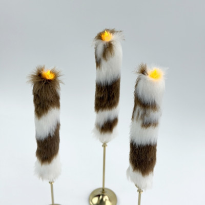 Cow Fluffy Faux Fur Taper LED Candle