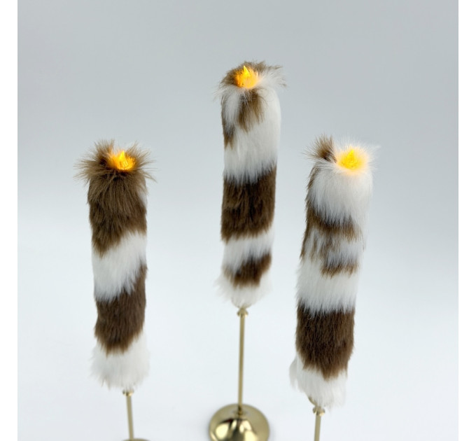 Cow Fluffy Faux Fur Taper LED Candle