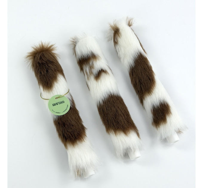 Cow Fluffy Faux Fur Taper LED Candle
