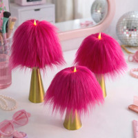 Fuchsia Furry LED Pillar Candle — Funky