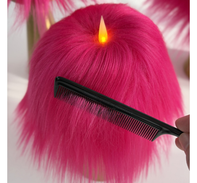 Fuchsia Furry LED Pillar Candle — Funky