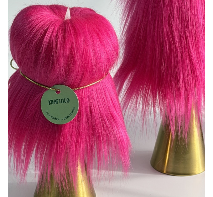 Fuchsia Furry LED Pillar Candle — Luxury