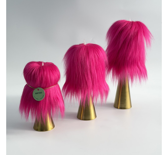 Fuchsia Furry LED Pillar Candle — Luxury