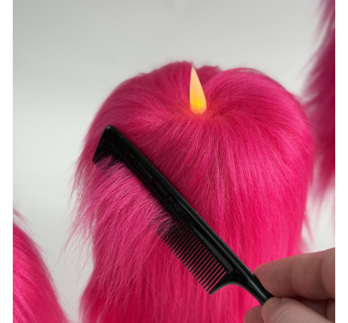 Fuchsia Furry LED Pillar Candle — Luxury