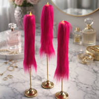 Fuchsia Furry LED Taper Candle — Luxury