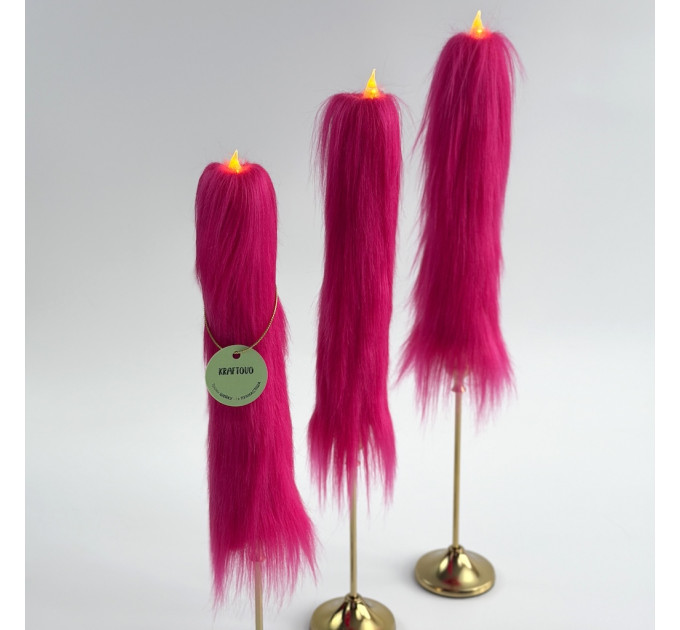 Fuchsia Furry LED Taper Candle — Luxury