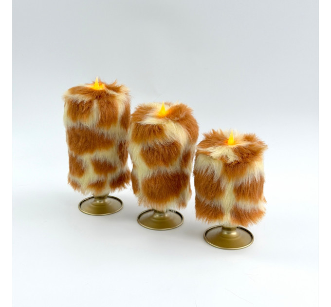 Giraffe Faux Fur Pillar LED Candle