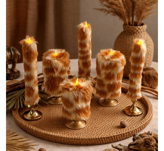 Giraffe Faux Fur Pillar LED Candle