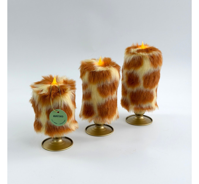 Giraffe Faux Fur Pillar LED Candle