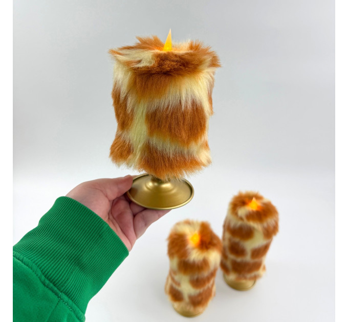 Giraffe Faux Fur Pillar LED Candle
