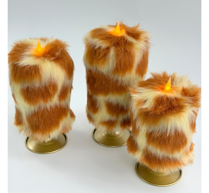 Giraffe Faux Fur Pillar LED Candle