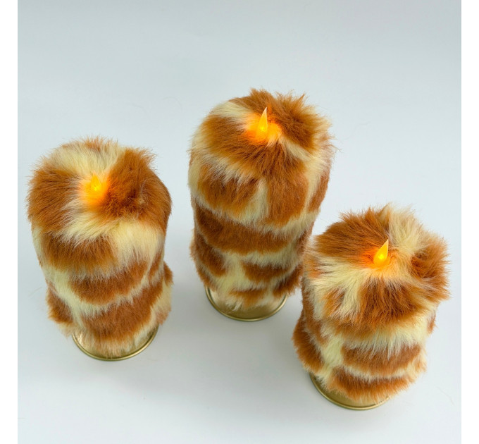 Giraffe Faux Fur Pillar LED Candle