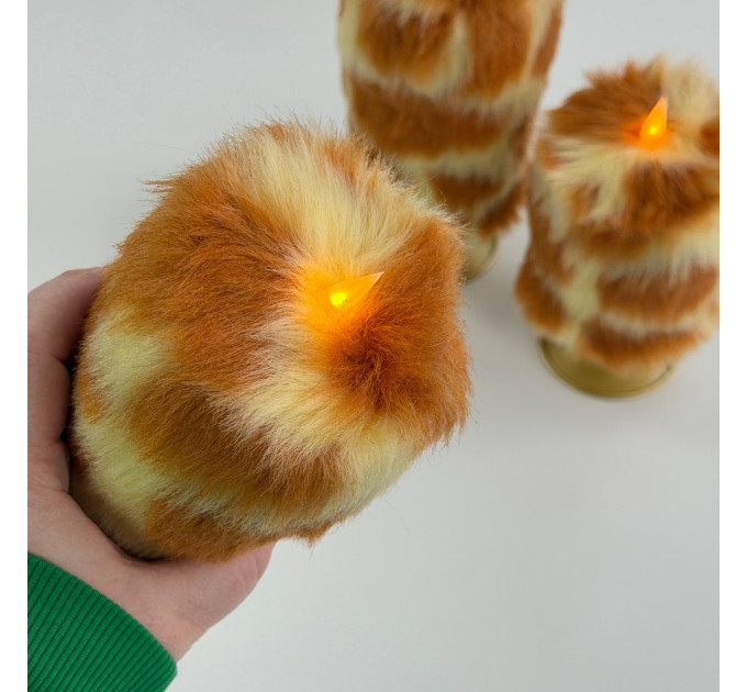 Giraffe Faux Fur Pillar LED Candle