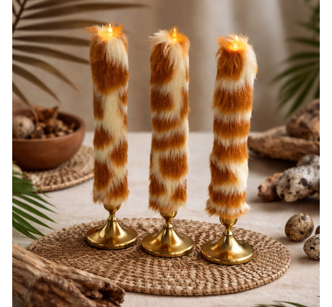 Giraffe Faux Fur Taper LED Candle