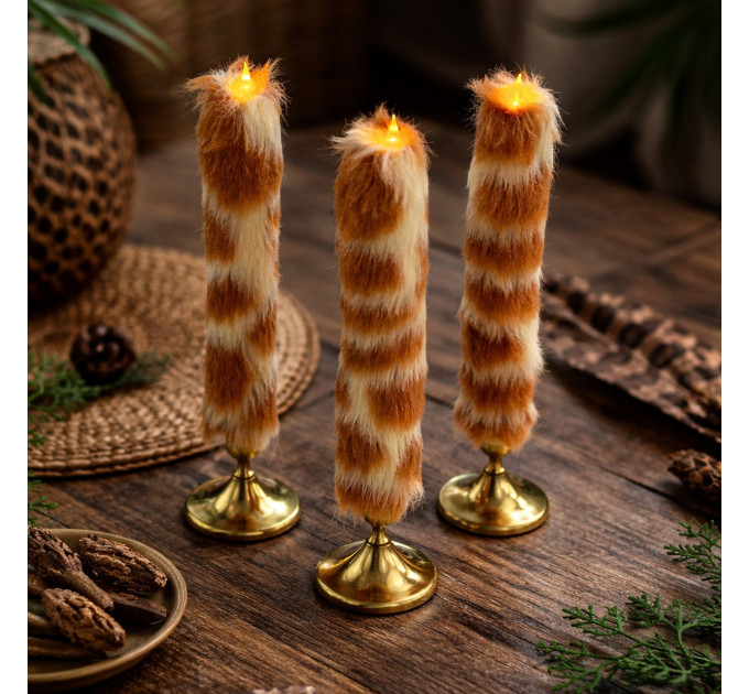 Giraffe Faux Fur Taper LED Candle