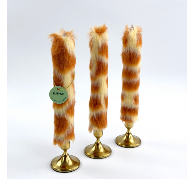 Giraffe Faux Fur Taper LED Candle