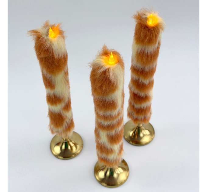 Giraffe Faux Fur Taper LED Candle