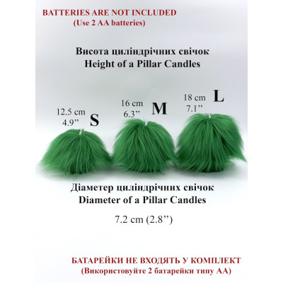 Green Furry LED Pillar Candle - Funky