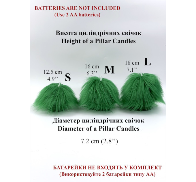 Green Furry LED Pillar Candle - Funky