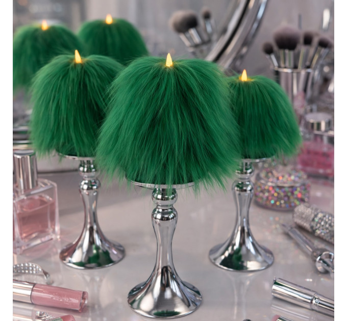 Green Furry LED Pillar Candle - Funky