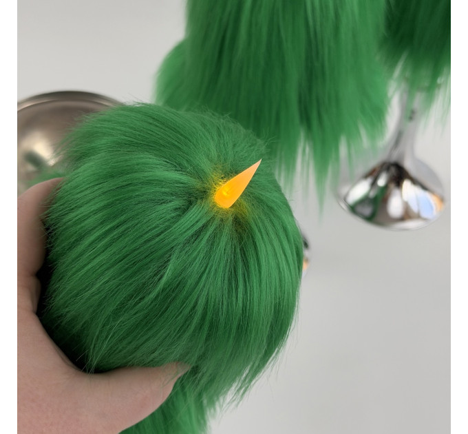Green Furry LED Pillar Candle - Luxury