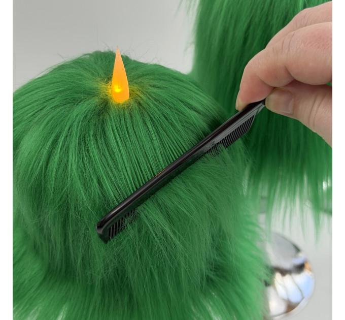 Green Furry LED Pillar Candle - Luxury