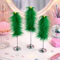 Green Furry LED Taper Candle - Luxury