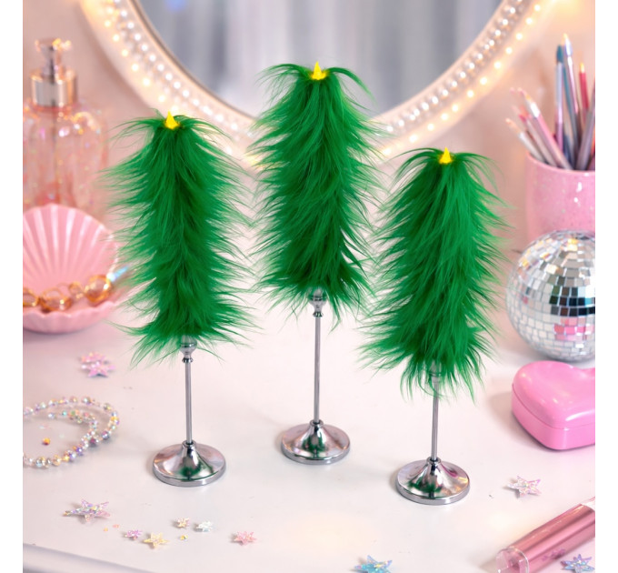 Green Furry LED Taper Candle - Luxury