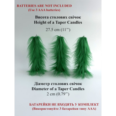 Green Furry LED Taper Candle - Luxury