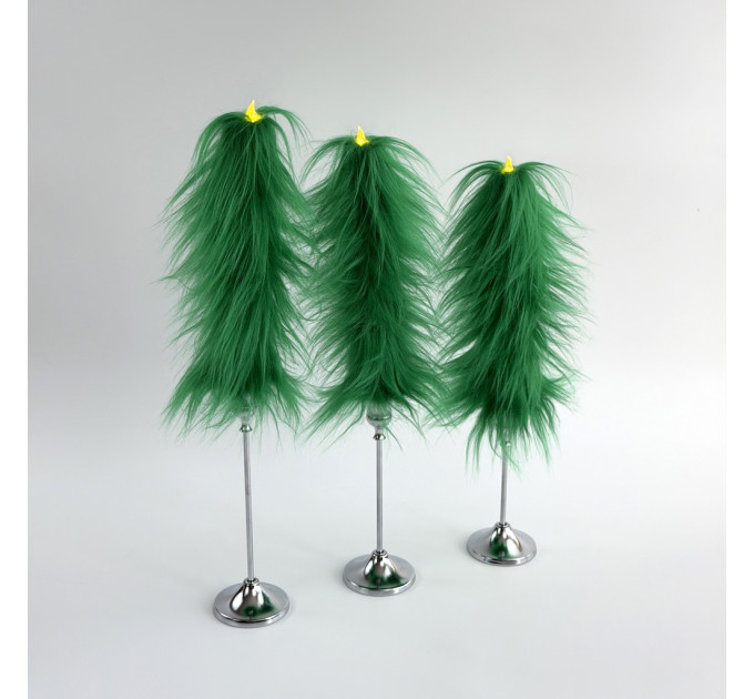 Green Furry LED Taper Candle - Luxury