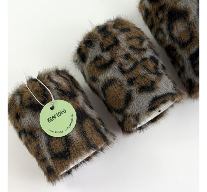 Leopard Faux Fur Pillar LED Candle — Dark
