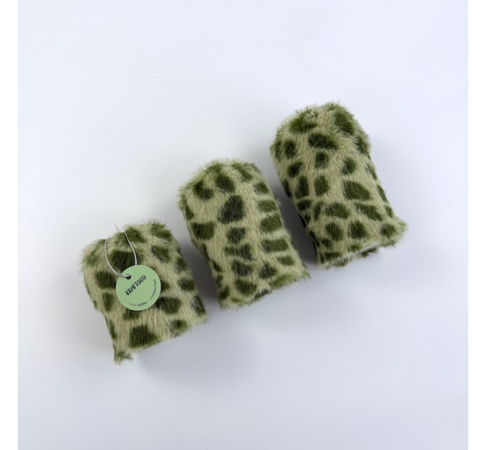 Leopard Faux Fur Pillar LED Candle — Green