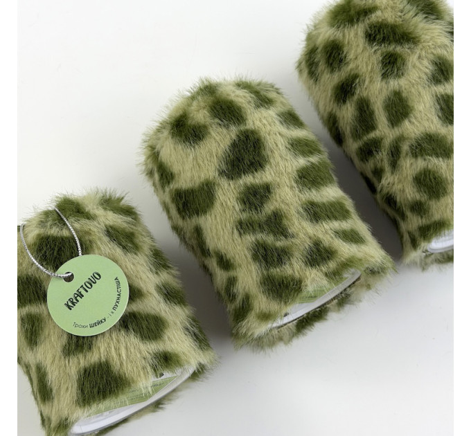 Leopard Faux Fur Pillar LED Candle — Green