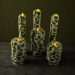 Leopard Faux Fur Pillar LED Candle — Green