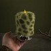 Leopard Faux Fur Pillar LED Candle — Green