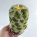 Leopard Faux Fur Pillar LED Candle — Green