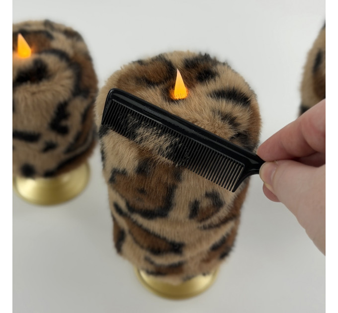 Leopard Faux Fur Pillar LED Candle — Classic