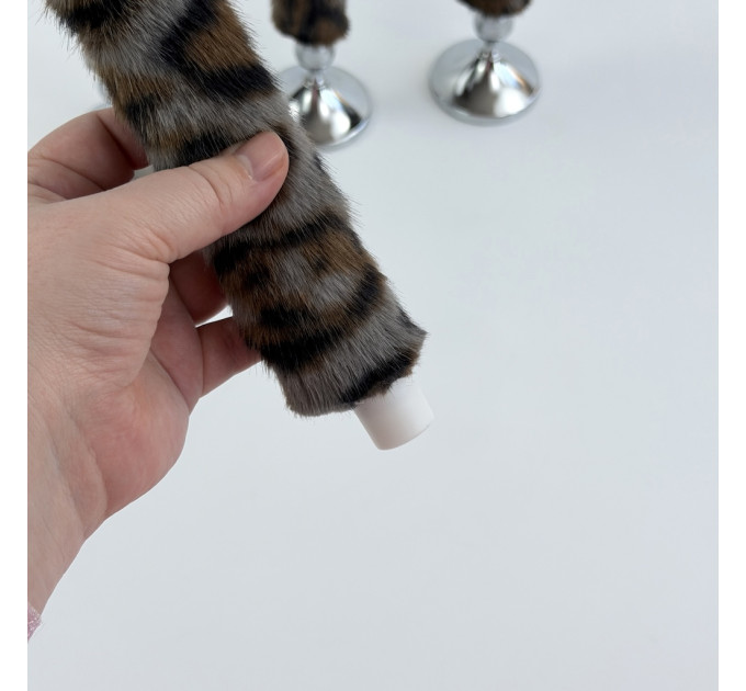 Leopard Faux Fur Taper LED Candle — Dark