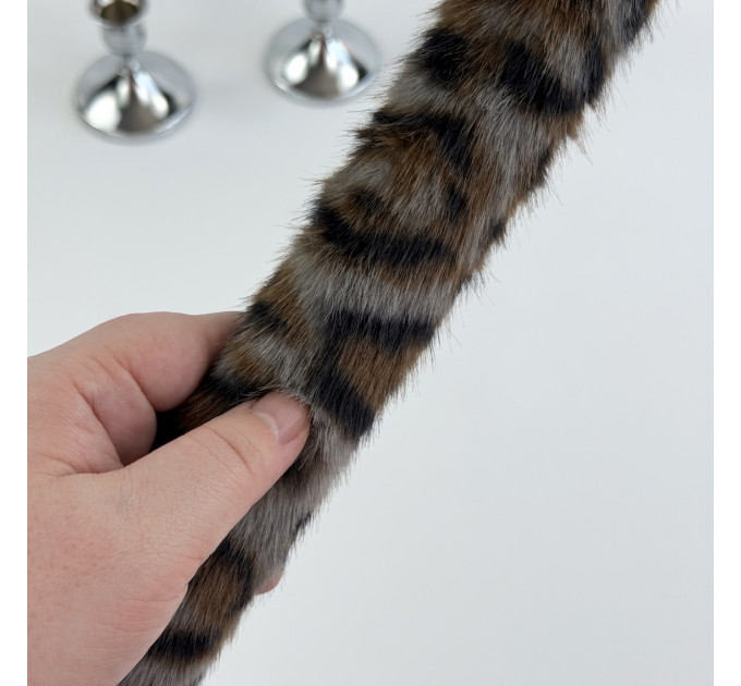 Leopard Faux Fur Taper LED Candle — Dark