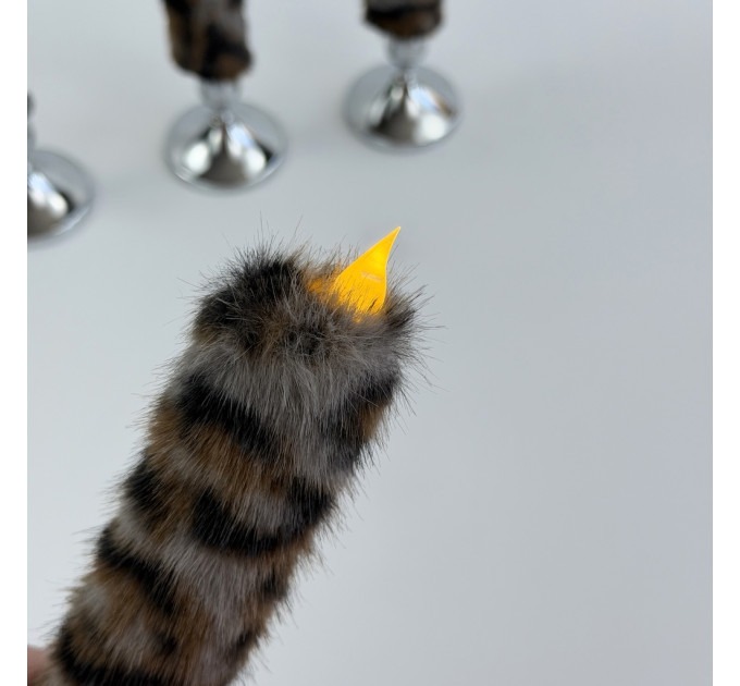 Leopard Faux Fur Taper LED Candle — Dark