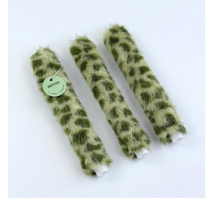 Leopard Faux Fur Taper LED Candle — Green 