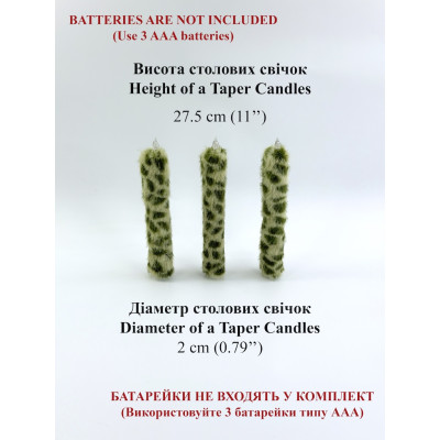 Leopard Faux Fur Taper LED Candle — Green 