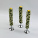 Leopard Faux Fur Taper LED Candle — Green 